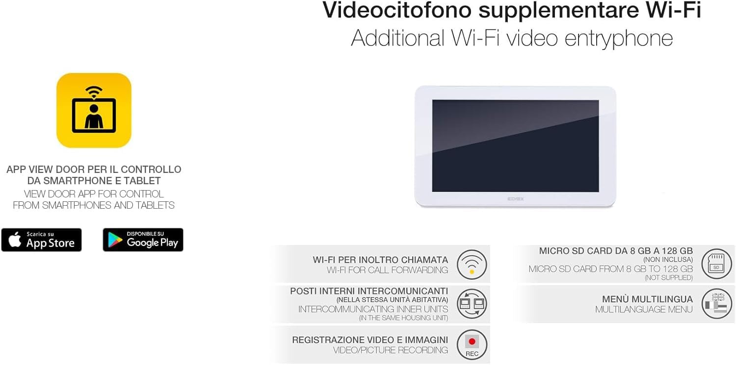Monitor touch screen Vimar per videocitofono wireless con display intuitivo