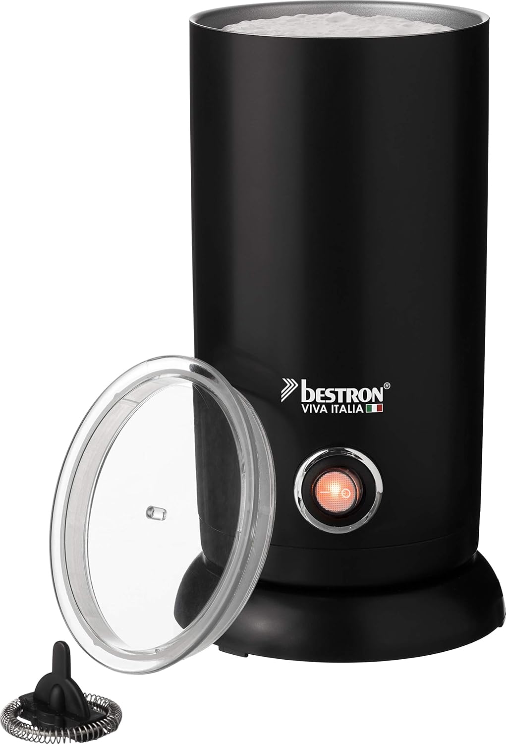 BESTRON Montalatte Elettrico Viva Italia 300ml nero con base rotante 360°