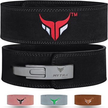Mytra Fusion cintura sollevamento pesi in pelle 10cm nera taglia L per powerlifting