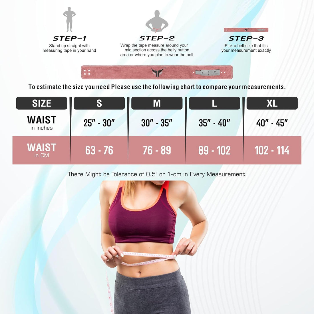 Cintura professionale Mytra Fusion da 4 pollici in pelle rosa per weightlifting e palestra