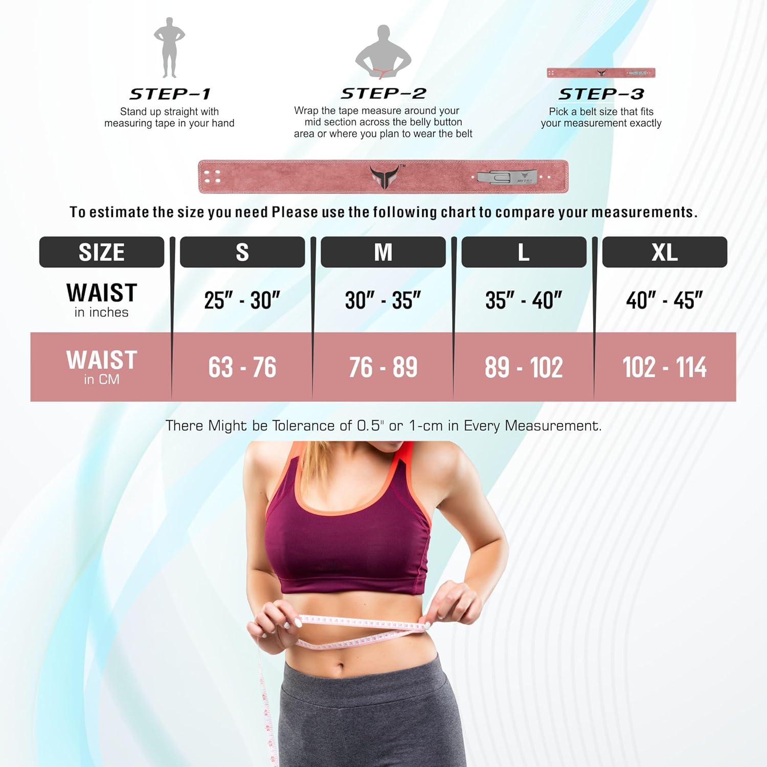 Mytra Fusion cintura sollevamento pesi in pelle 10cm rosa taglia S per powerlifting