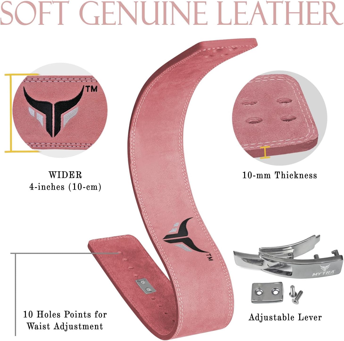 Dettaglio cintura pesi Mytra Fusion rosa taglia S con supporto lombare 10cm