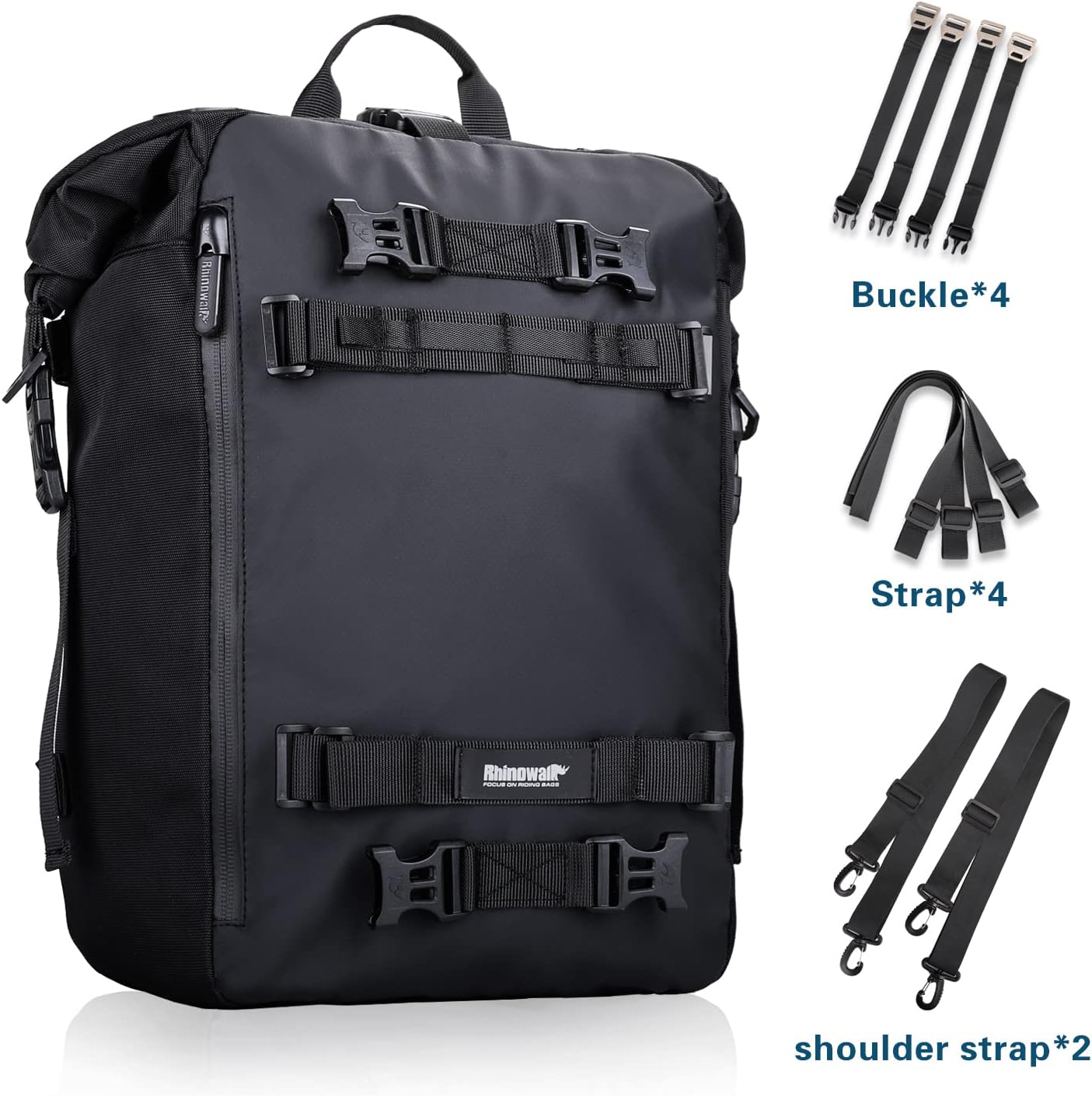 Borsa posteriore moto Rhinowalk impermeabile 20 litri dettagli costruzione