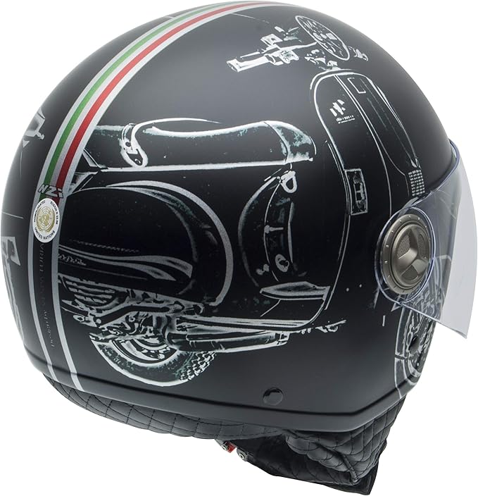 Casco jet NZI Zeta Graphics design Matt Black per moto e scooter