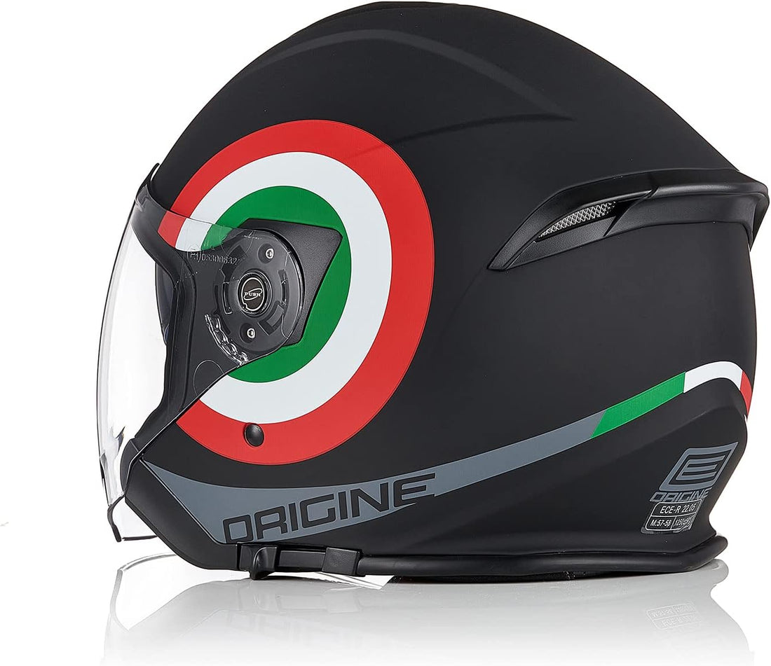 Casco Jet ORIGINE Italy 2.0 Matt Black taglia M con doppia visiera omologato ECE