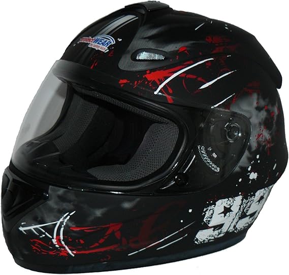 protectWEAR casco moto sportivo FS-801 nero rosso interni confortevoli