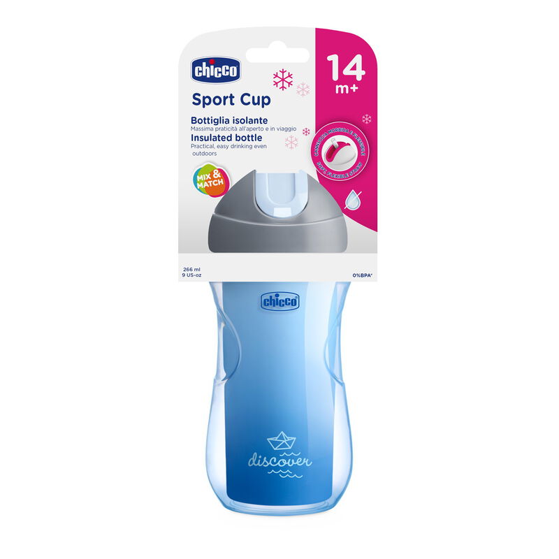 Dettaglio tazza sport Chicco baby care colorazione azzurra