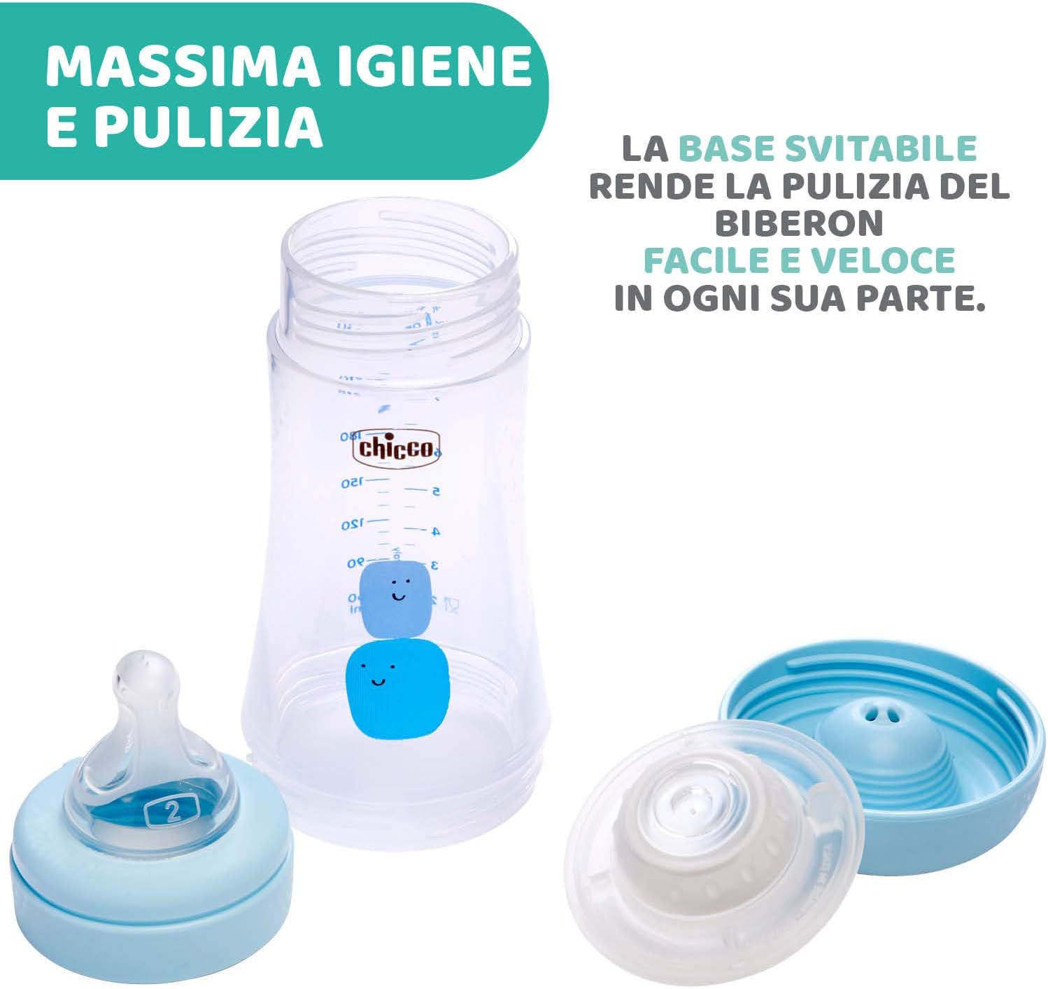 Chicco Perfect 5 biberon 300ml per alimentazione neonato - vista prodotto completa