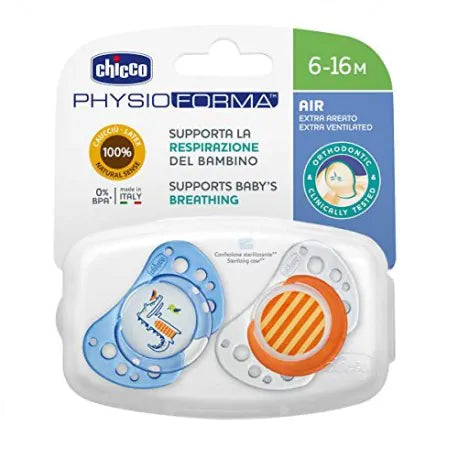 Chicco Succhietto Air Boy 6-16 mesi in caucciù naturale confezione 2 pezzi