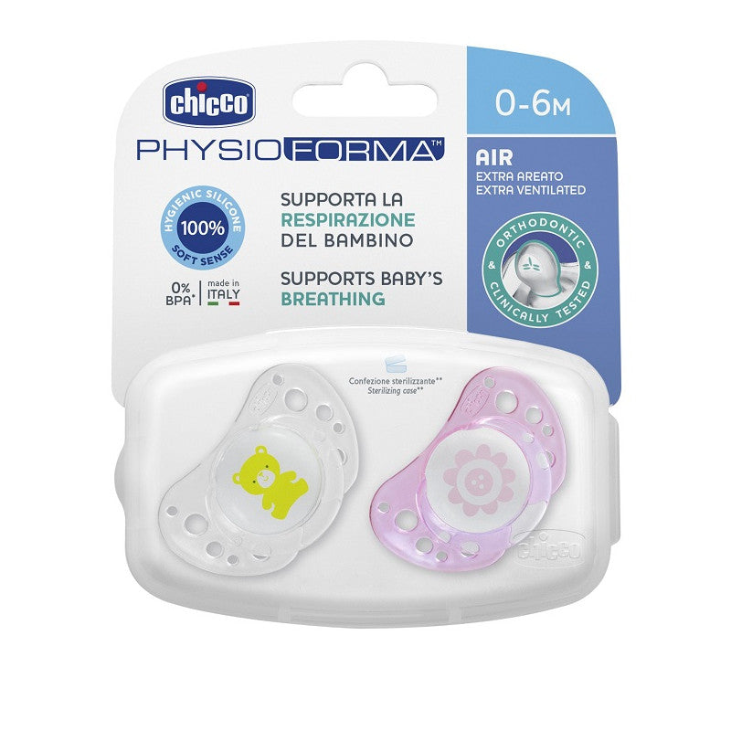 Chicco Succhietto Air Silicone 0-6 Mesi Bambina Confezione 2 Pezzi