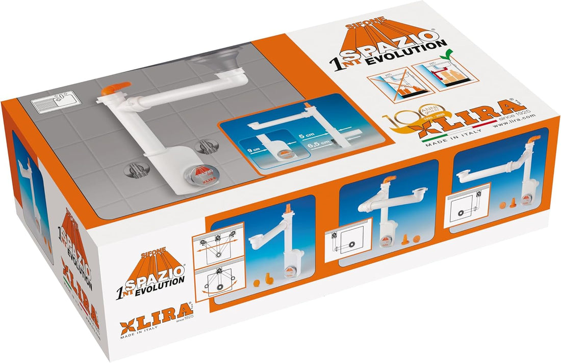 Sifone Lira Spazio 1 NT ispezionabile bianco per lavello cucina 1 vasca