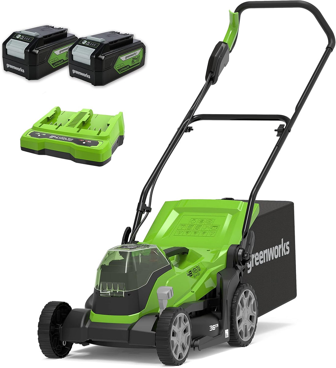 Greenworks G24X2LM36K4X tagliaerba a batteria 48V con larghezza taglio 36cm