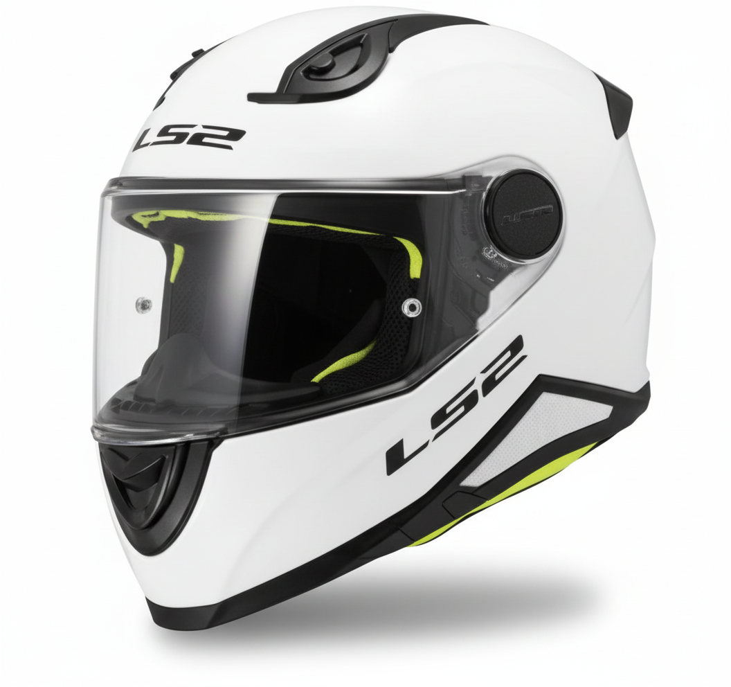 LS2 Casco Moto Integrale Bambino Bianco Lucido vista frontale