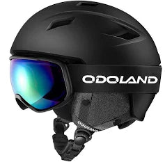 Odoland Set Casco Sci con Occhiali Protettivi Nero