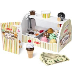Melissa & Doug Banchetto dei Gelati in Legno - Set Gelateria Gioco di Ruolo per Bambini