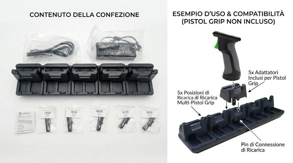 KOAMTAC SKXPro Base Ricarica 5-Slot Pistol GP-PTG715ASEBY EU NUOVO FATTURA