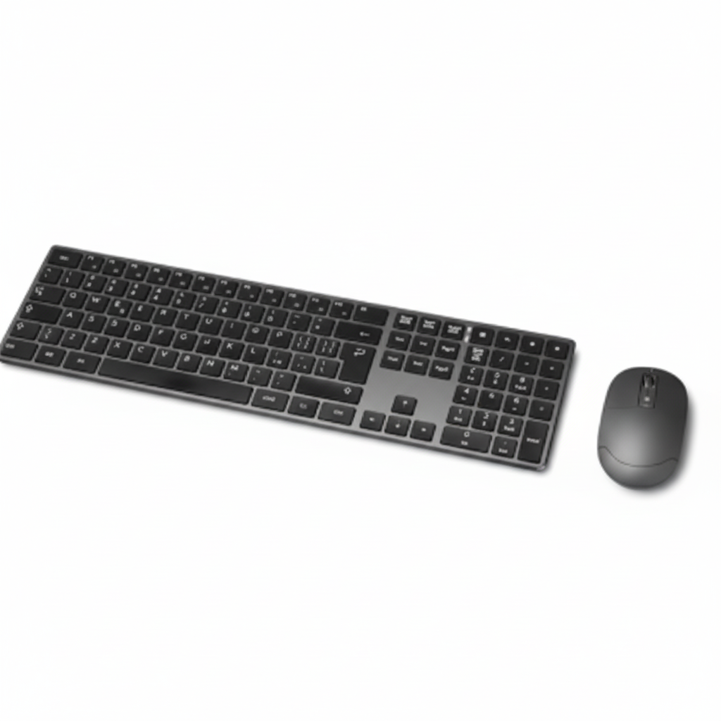 Set Tastiera e Mouse Wireless Full Size con NumPad vista frontale